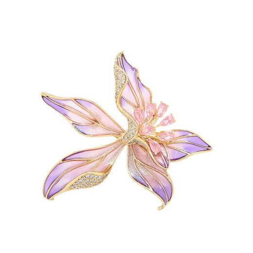 CHUXIANG French iris brooch for women exquisite crystal corsage niche design pin suit coat decoration purple pink iris A21-110
