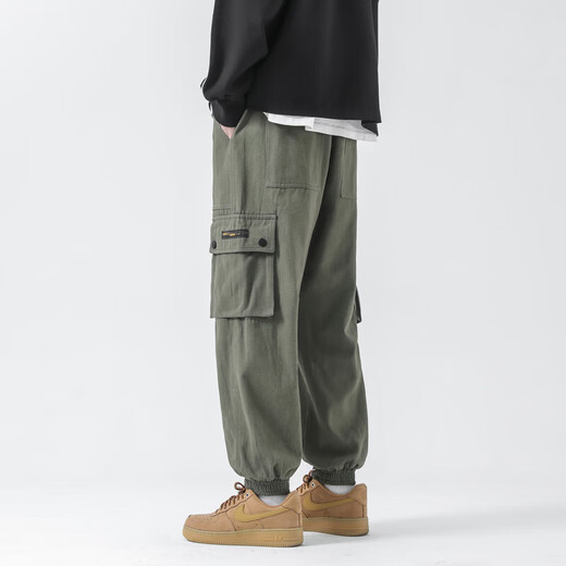 Dingfengbaoluo overalls men's spring and summer leggings loose trendy brand casual trousers men FK6603 military green 2XL