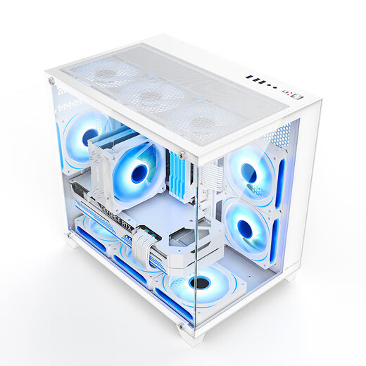 Huntkey S920 Blizzard Tempered glass side view Sea view gaming case Desktop computer case Supports 240 water cooling/M-ATX motherboard/air cooling, height limit 155mm S920 panoramic version white (supports 240 water cooling/air cooling, height limit 155) Supports M-ATX motherboard/240 water cooling