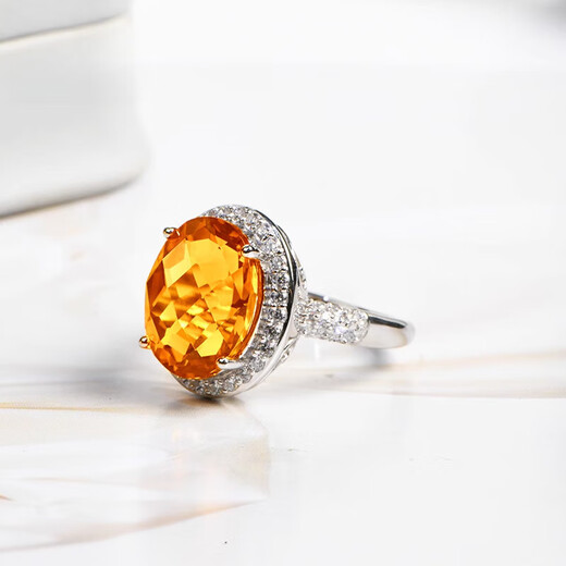 Fat Donglai's same citrine ring for women, rare golden orange, Princess Diana's style, colorful gemstone, 5 carats, free certificate, 3 carat natural citrine ring, Princess Diana's style