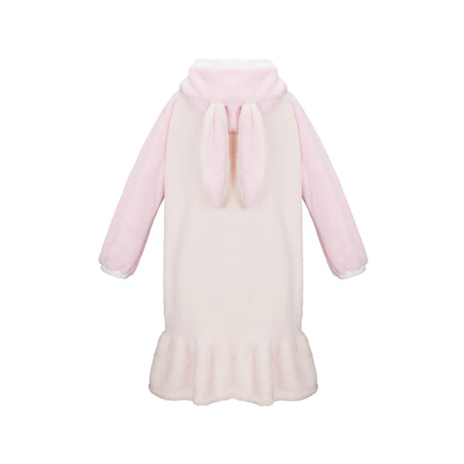 Adoring boy sweet and cute autumn and winter thickened home clothes pajamas girl fluffy bunny hooded pajamas fun bunny ears pink pink 170