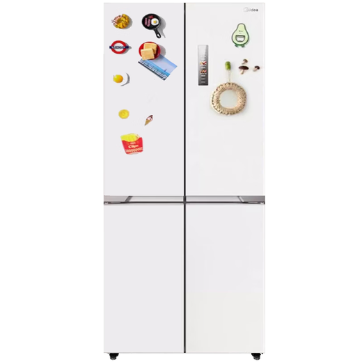 Midea Refrigerador de refrigeración inferior ultrafino de 60 cm con puertas cruzadas integradas, cuatro puertas, refrigerado por aire, antiescarcha, eficiencia energética de primera clase, con fabricación automática de hielo MR-460WUSPZE