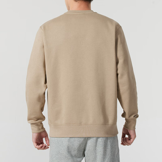 NIKE Men's Autumn and Winter Velvet Warm Sports Suit Fitness Training Clothes Simple Trendy Fashionable Breathable Casual Clothes BV2663-247 Khaki Round Neck Pullover Sweatshirt L/175