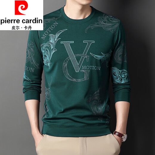 
Pier Cardin men's ice silk cool breathable long-sleeved T-shirt spring and autumn thin round neck sweatshirt middle-aged and young men's T-shirt base shirt gray 6627 185/3XL