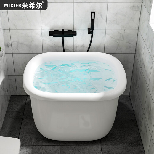 Mishir Independent Mini Bathtub Household Adult Small Apartment Japanese Deep Foam Bath Bath Bathtub 695*550*580 Empty Cylinder-500 Inner Depth-without Seat