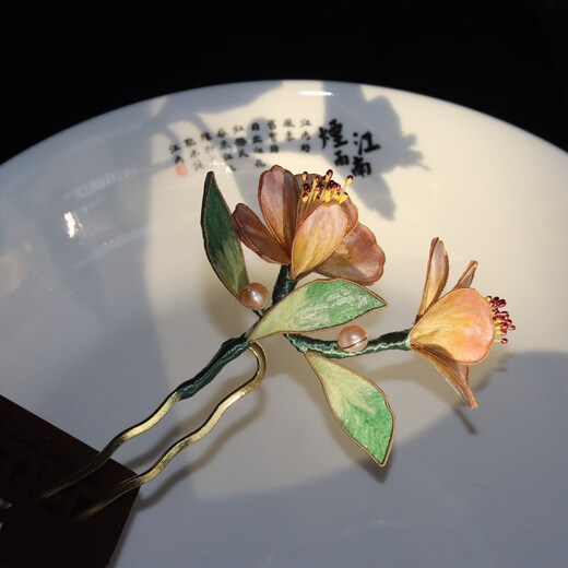 Meng Junchen retro silk velvet flower peony camellia filigree hairpin Hanfu ancient style cheongsam headdress hair accessories style one