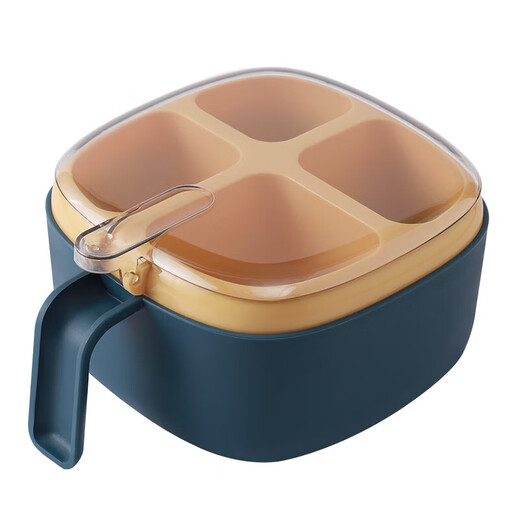 Kahneman salt, MSG, seasoning box, one-piece multi-grid, four-grid chicken essence seasoning storage box, home kitchen condiment bottles and jars, elegant white