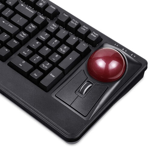 Perixx Periboard-522 mechanische Tastatur, integrierter großer Trackball, USB-kabelgebundene Gaming-Bürotastatur, 55-mm-Rad-Festpunktbedienung