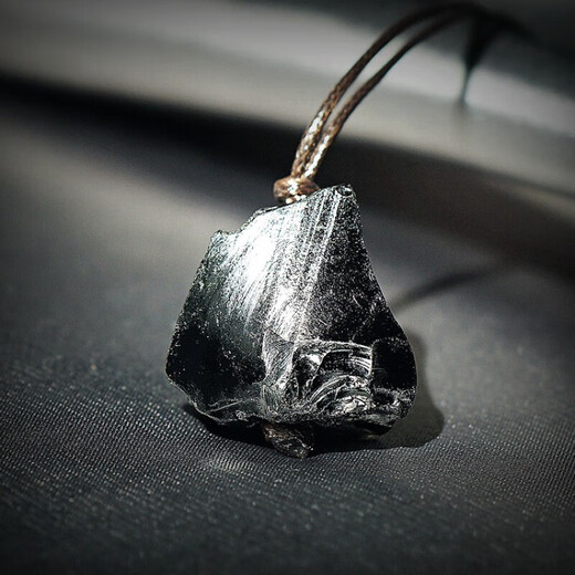 Mochen MOEYCIOR removes bad luck natural obsidian pendant rough stone necklace natural stone pendant black stone pendant car pendant C style 4-5cm large rough stone random hair/top hole string rope