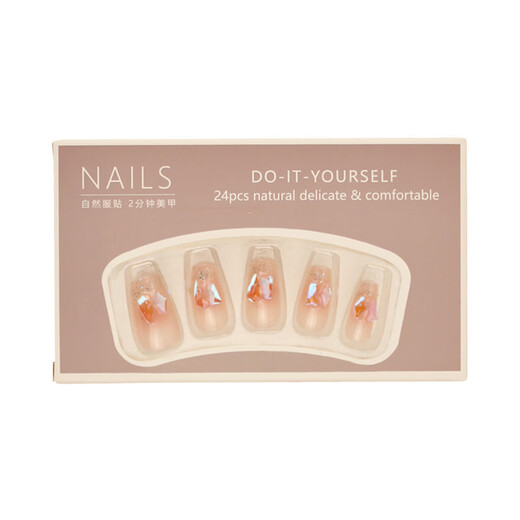 2024 Neue handgefertigte Wearable Rüstung mittelgroße Eistransparente Aurora Diamond Blush Nagelkunst Nagel Finger 24 Stücke BY001# Yanyu Yingheng Tragen der Tool Kit Model