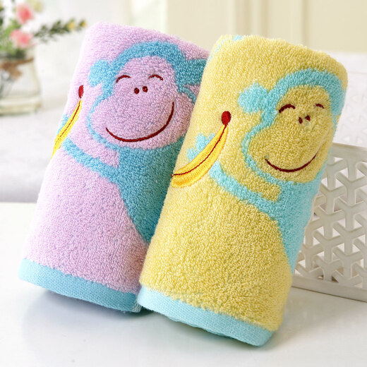 Gold towel pure cotton cartoon children's baby face towel household soft and absorbent kindergarten small towel T1183 small car green one