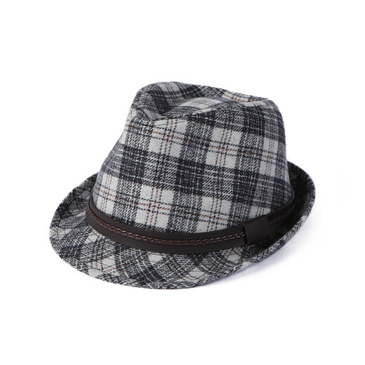 Mr DUCK new plaid wool tweed top hat autumn and winter jazz hat MW362150-Emperor gray plaid (top hat) M (55-58cm)
