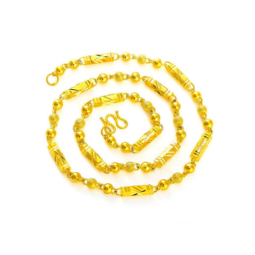 Fat Donglai's same style 18k gold necklace does not fade 18k gold men's boss thick chain sand gold ball chain for Chinese Valentine's Day boss chain gold 80%