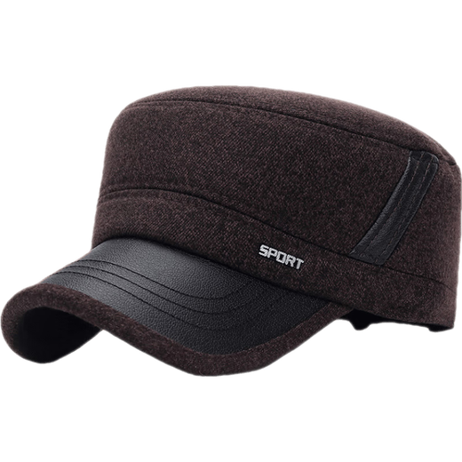 Jiaxuan autumn and winter men's cotton hat outdoor sports dad baseball cap casual warm ear protection cap middle-aged and elderly peaked cap elderly cap dark gray