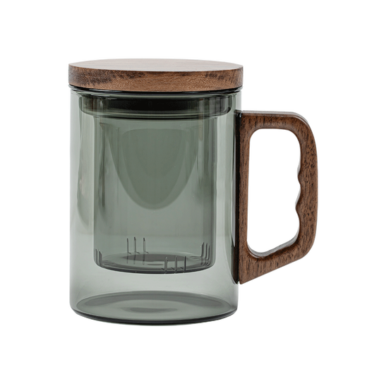 Flat tea cup tea water separate cup glass water cup with filter mouth gift tea cup large capacity 420ml Jiang Nanchun