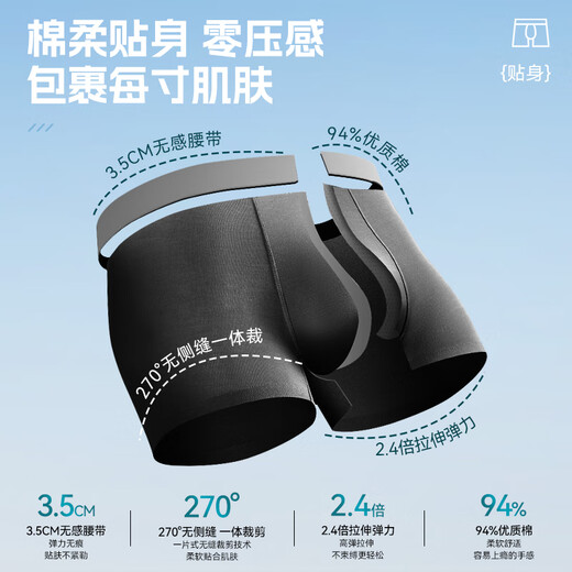 Li Ning (LI-NING) Men's Underwear (3 Pack) Sports Underwear Tight Breathable Boxer Shorts Running Anti-Abrasion Crotch Men's Boxer Briefs