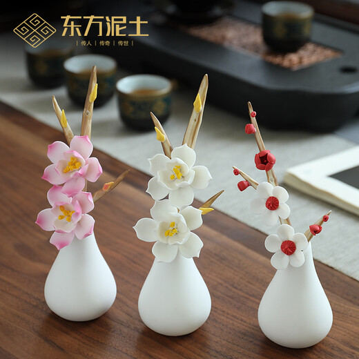 Oriental clay ceramic handmade vase tabletop decoration living room flower arrangement modern home bedroom art decoration D04-89A plum vase handmade art