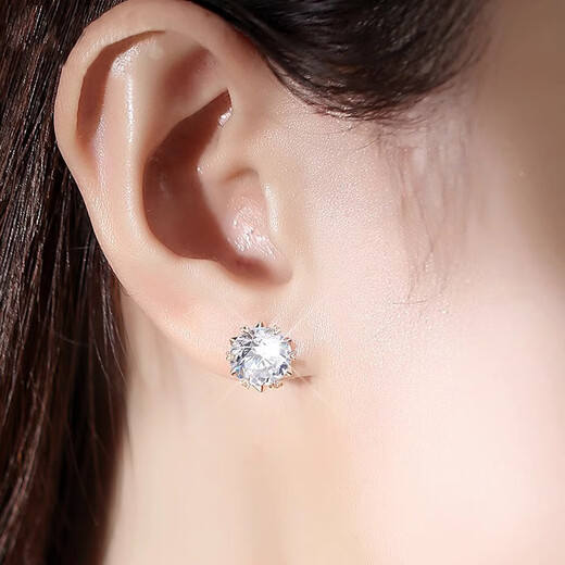 RHM platinum moissanite earrings for women PT950 light luxury and high-end snowflake earrings Christmas and Valentine's Day gifts for girlfriend Platinum moissanite earrings + certificate gift box