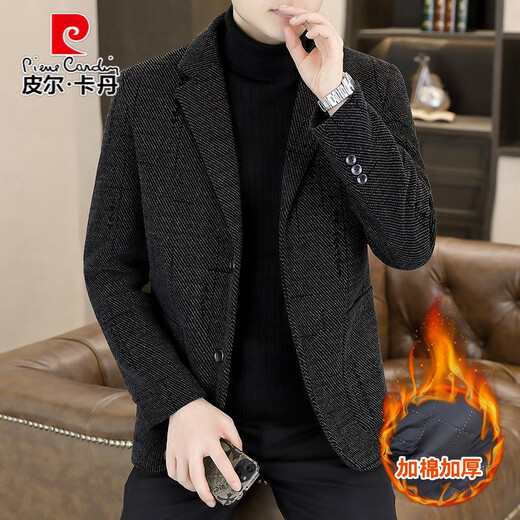 Мужской шерстяной костюм Pierre Cardin, утепленный осень-зима 2025, новый молодежный повседневный маленький пиджак с двумя пуговицами, цельный коричневый M