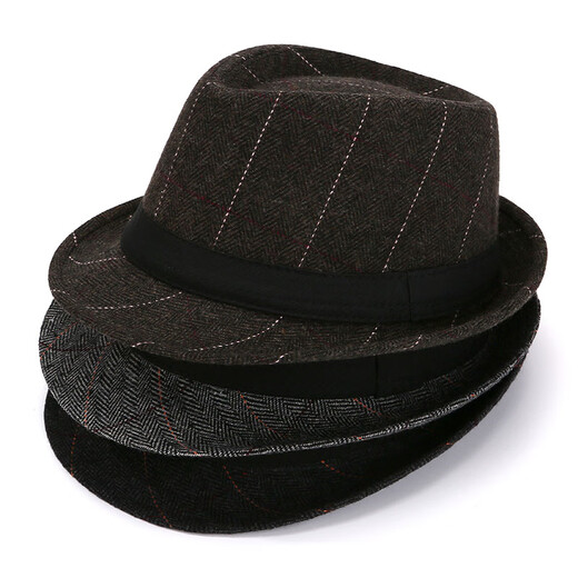 Ofandi hat men's spring and autumn dad woolen hat middle-aged and elderly gentleman hat grandpa jazz hat old man hat gray L (56-60cm)