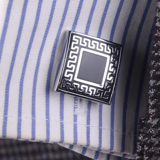 Suican men's tie clip cufflink set business wedding high-end tie clip pin birthday gift suit cuff pin cuff pin black retro pattern cufflink set