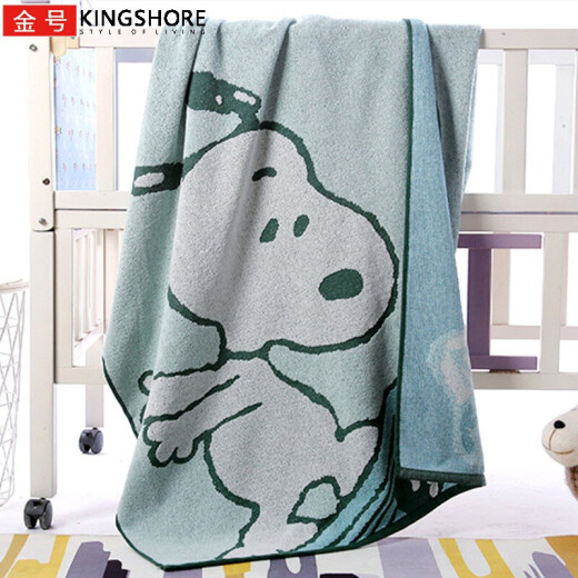 Gold towel Xinjiang long-staple cotton Snoopy cartoon enlarged type A large bath towel green 180*78cm
