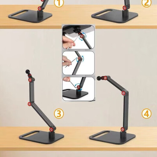 BYR Robotic Arm Dual-Camera Live Broadcast Mobile Phone Stand Aluminum Alloy Rotating Folding Telescopic Short Overhead Photography Jewelry Two-Camera Clip Metal Floor-Standing Double-Head Stable Thick Arm Desktop Dual-Camera Height 0-30cm Weight 780g