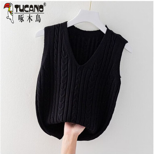 Woodpecker vest wool sweater trendy spring autumn winter loose sweater women's inner layer sleeveless vest vest burgundy high quality no pilling XL recommended 110-130Jin Jin equals 0.5 kg