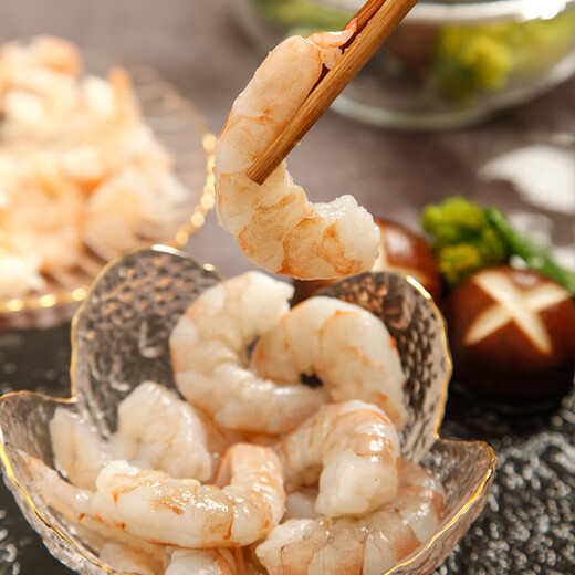 Three dolphins, fresh frozen green shrimps, net weight 1.5 Jin, equal to 0.5 kilograms, extra large size 61-80 pieces, frozen live peeled back and stripped Zhanjiang shrimps