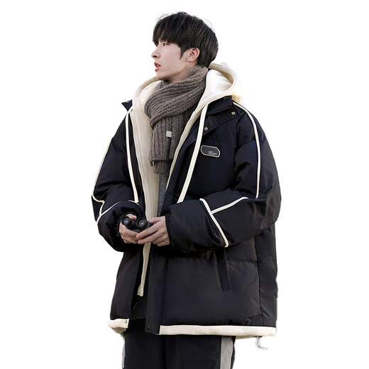 Woodpecker (TUCANO) American cotton-padded jacket for men in winter 2024 new thickened retro cotton-padded jacket winter down jacket fake two-piece trendy brand jacket FJNA302-MY8888 black XL