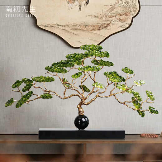 Mr. Nanchu's enamel welcoming pine ornaments handicrafts new Chinese style living room study office ornaments housewarming opening gift large enamel welcoming pine approximately 49*10*31cm long