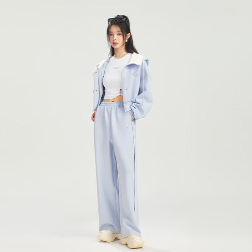 Fantu onet Fantu casual fashion sports knitted suit for women spring style age-reducing jacket straight-leg pants two-piece set off-white ready stock L
