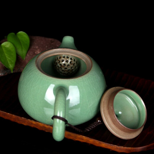 Longquan celadon tea set teapot small teapot ice crack glaze single pot purple sand ceramic Kung Fu tea set teapot filter Xi Shi pot Ge Kiln plum green