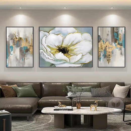 语森忆大芬村油画客厅装饰画轻奢高级感挂画现代简约沙发背景墙画壁画 J JD16737[平面喷绘] 左右70*90中间120*90