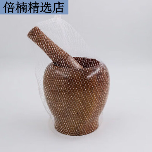 Large garlic masher, garlic mortar, old-fashioned garlic mashing jar, wooden handmade household wooden mortar, sesame seeds, sesame seeds