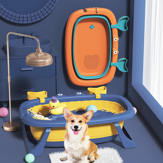 Ferret Fragrance Pet Bichon Frize Dog Bathtub Cat Teddy Cat Special Bathtub Bathtub Foldable Artifact Corgi Blue (Suitable for 25 Jin Jin equal to 0.5 kg)