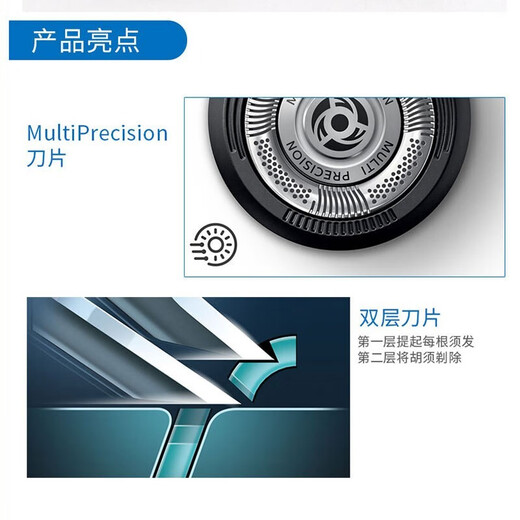 飞利浦（PHILIPS）电动剃须刀刀头适用于AT800/PT725/PT722/HQ6075刀片刀网 SH50盒装(3个刀片+3个刀网)替换HQ8