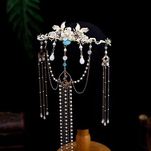 Meng Junchen Ancient Style Hanfu Hair Accessory Linjiang Fairy Hair Crown Lazy Clip Chinese Style Super Fairy Long Tassel Hair Accessory Linjiang Fairy Hair Crown