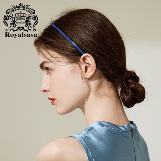 Royal sasa Korean ultra-fine glossy hairband with toothed headband broken hair clip for face washing simple and versatile headwear for women blue BE