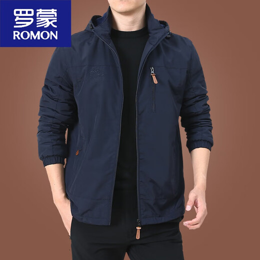 罗蒙（ROMON）户外男士外套秋冬季2025新款中年男装秋装上衣服加绒夹克男春秋厚 9898黑色 款 加绒 4XL