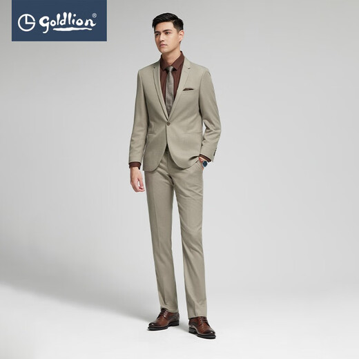 Goldlion Contains Wool Seasonal Men's Suit Suit Casual Wedding Formal Business Suit (Select by Size) 37 Light Khaki 48 B Suit