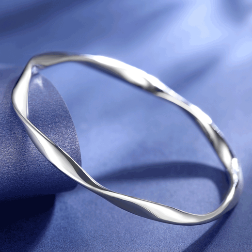 Kaibaolou PT950 platinum bracelet for women Möbius ring platinum bracelet plain ring bracelet PT999 customized New Year's Day gift semi-solid 3.2mm thick 16-17g size 50-62