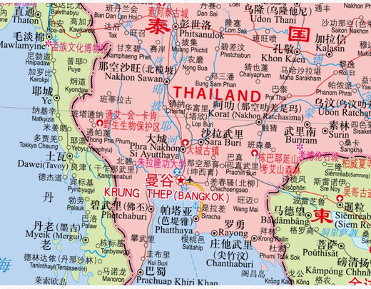 东南亚地图挂图地区地图1.2米x0.9米泰国缅甸马来西亚印度尼西亚菲律宾文莱老挝越南柬埔寨