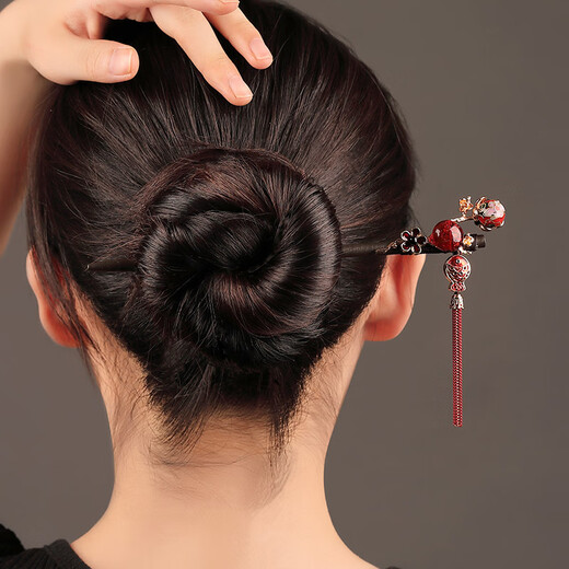 Ancient sayings and modern style, ancient style red hairpin hair accessories, Hanfu headdress, step shake tassels, hairpins, retro hairpins, simple cheongsam, wooden hairpins, hairpins, default packaging