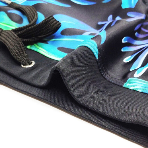 UXH tropical leaf green leaf briefs men's polyester fabric swimming pool ocean beach close-fitting elastic pants comfortable swimming equipment tethered size men's water sports black M