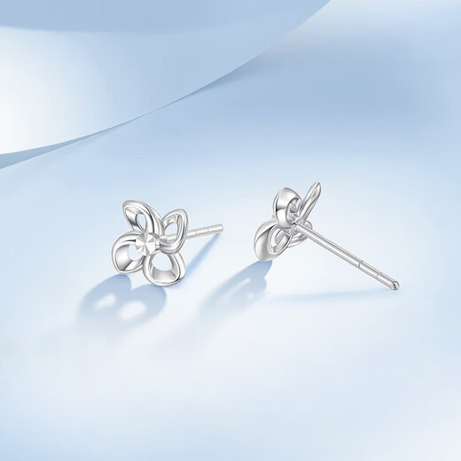 Mengjinyuan platinum earrings four-leaf clover pt950 platinum platinum earrings for women, a pair of earrings for my girlfriend