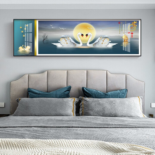 莫画泸林现代简约卧室装饰画温馨浪漫床头画酒店宾馆民宿房间挂画背景墙画 10 相濡以沫12140 170*50黑框(晶瓷画)1.8-2米床头