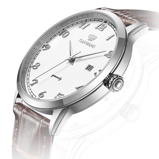 Tian wang cadeau canghai section couple belt quartz watch watch business dames dames roman plat watch 3886 white plot brun ceinture [watch]