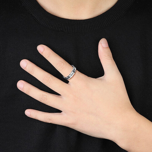 Core luxury engraving men's ring men's trendy Korean style hip-hop single men's open index finger ring adjustable tail ring