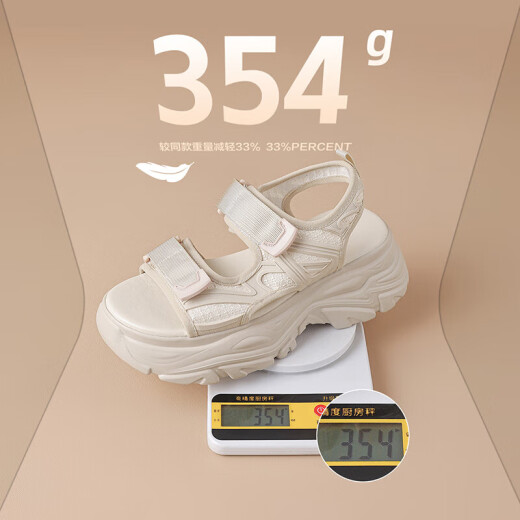 
ZHR sports sandals for summer convenient Velcro thick sole women's shoes versatile outside shoes for women G695 Beige 38